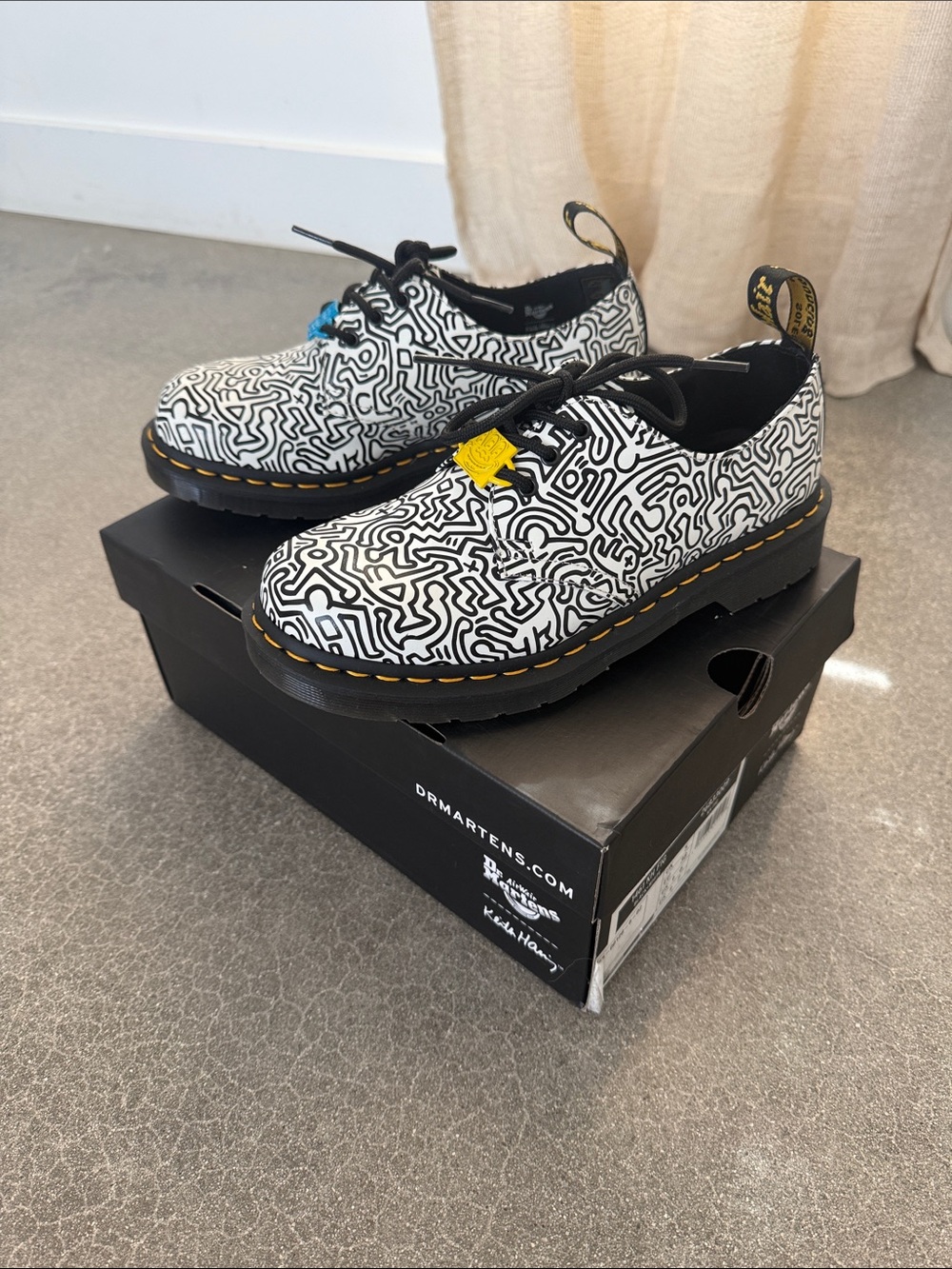 Dr. Martens Black and White Patterned 3-Eye Shoes